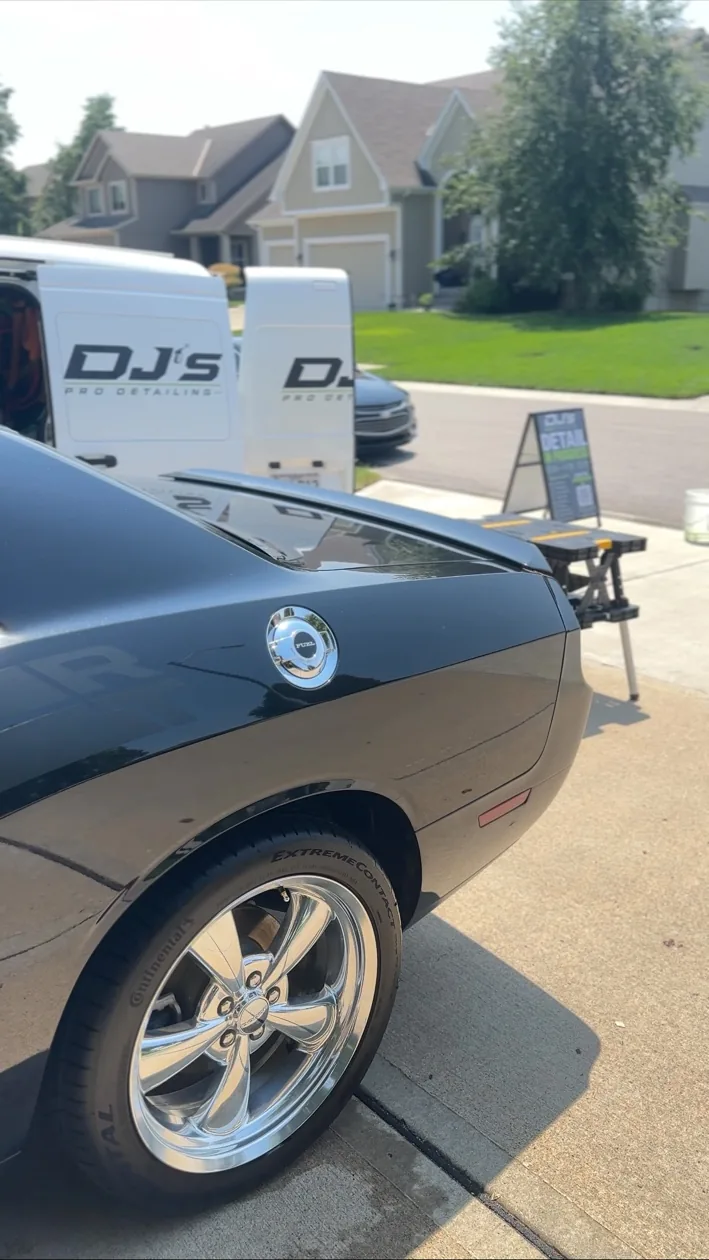 Clean Challenger with DJ's Pro Detailing van in background